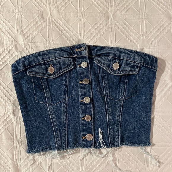Zara Denim Strapless Top - Picture 1 of 3